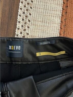 Maeve The Colette Cropped Faux Leather Pants in Black